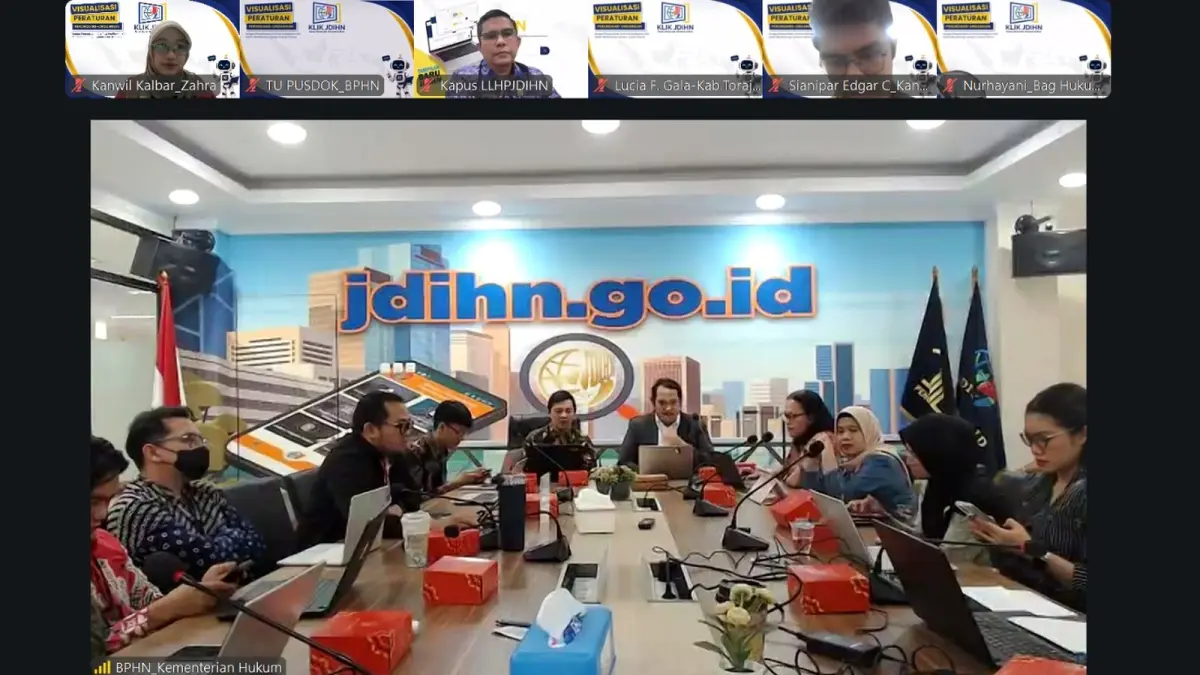 Kanwil Kemenkum Kalbar mengikuti rakor KLIK JDIHN secara daring pada Kamis (10/9). (DOK KANWIL KEMENKUM KALBAR)