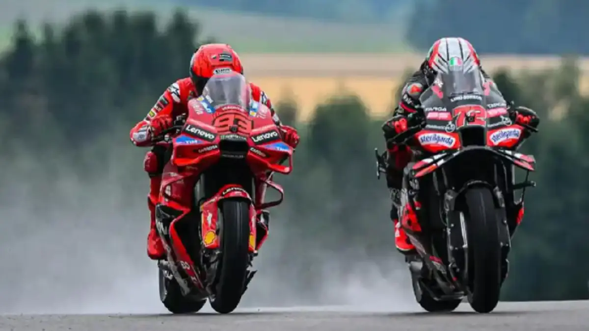 Marco Bezzecchi dan Marc Marquez bersaing ketat pada sesi latihan MotoGP Misano 2026.(INSTAGRAM/@motogp)