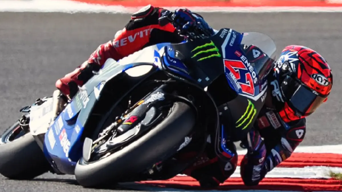 Augusto Fernandez saat menjalani pengujian motor Yamaha dalam program pengembangan MotoGP 850cc.(INSTAGRAM/@augustofernandez37)
