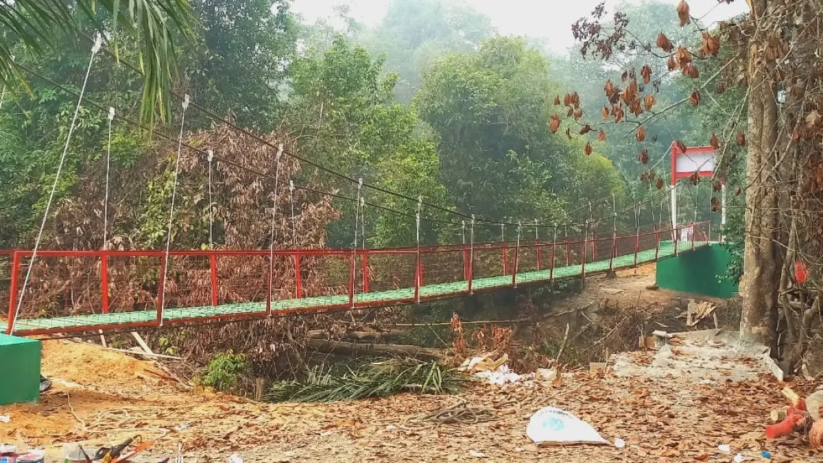 Jembatan Perintis Garuda Tahap V di Sungai Ensabal, Desa Gunam, Kecamatan Parindu, Kabupaten Sanggau, yang telah rampung 100 persen, Minggu (13/9).(ISTIMEWA)