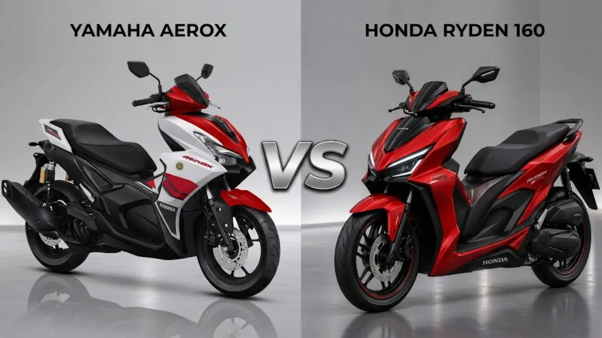 Honda Ryden 160 VS Yamaha Aerox. (ILUSTRASI AI)