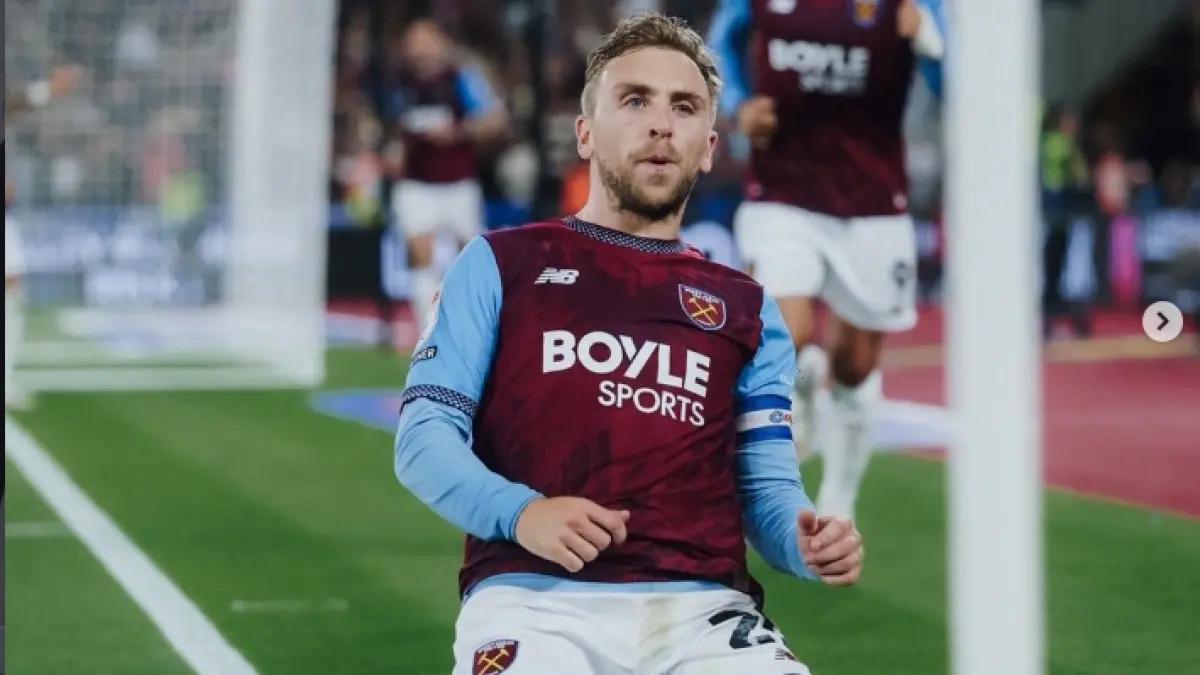 Jarrod Bowen menjadi salah satu andalan West Ham United saat menghadapi Fulham pada putaran ketiga Carabao Cup di London Stadium. (IG@jarrodbowen)