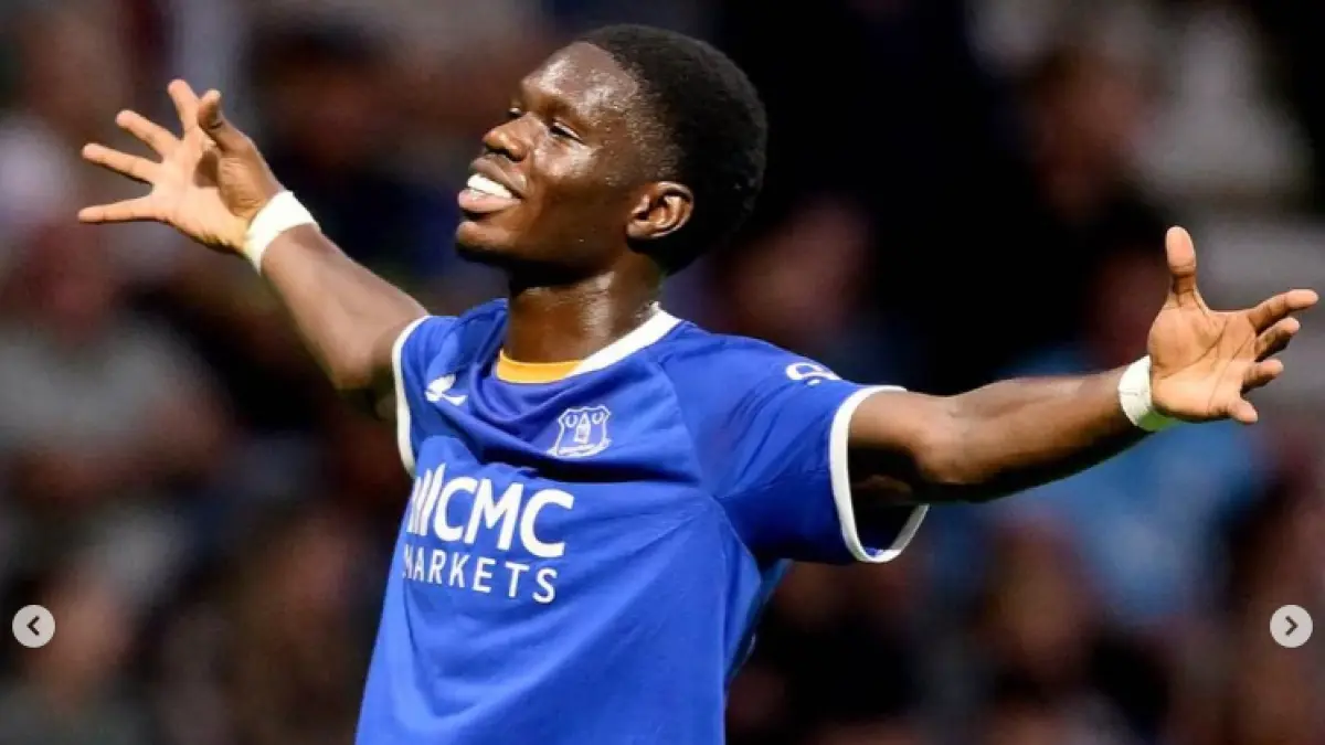 Thierno Barry menjadi salah satu tumpuan Everton setelah mencetak hat-trick saat menang 4-0 atas Preston North End di Carabao Cup. (IG@t.barry29)