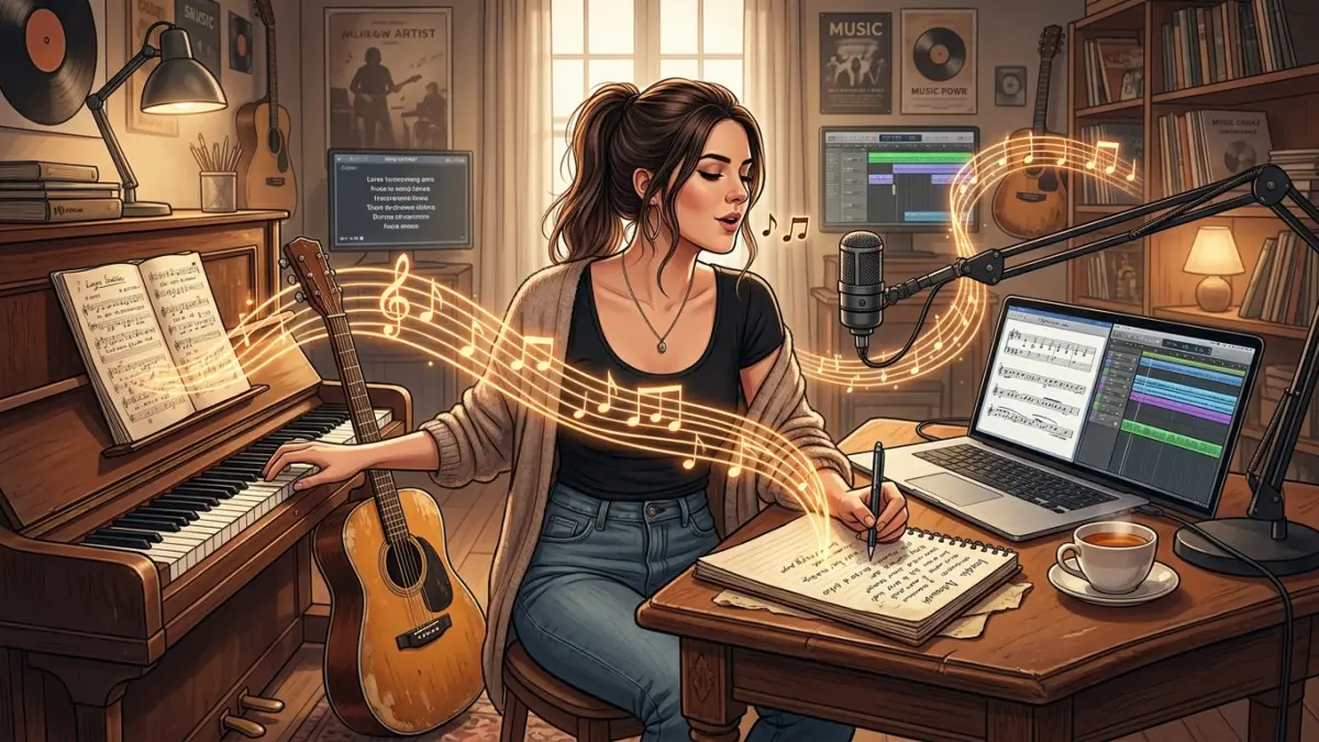 Ilustrasi pencipta lagu (AI).