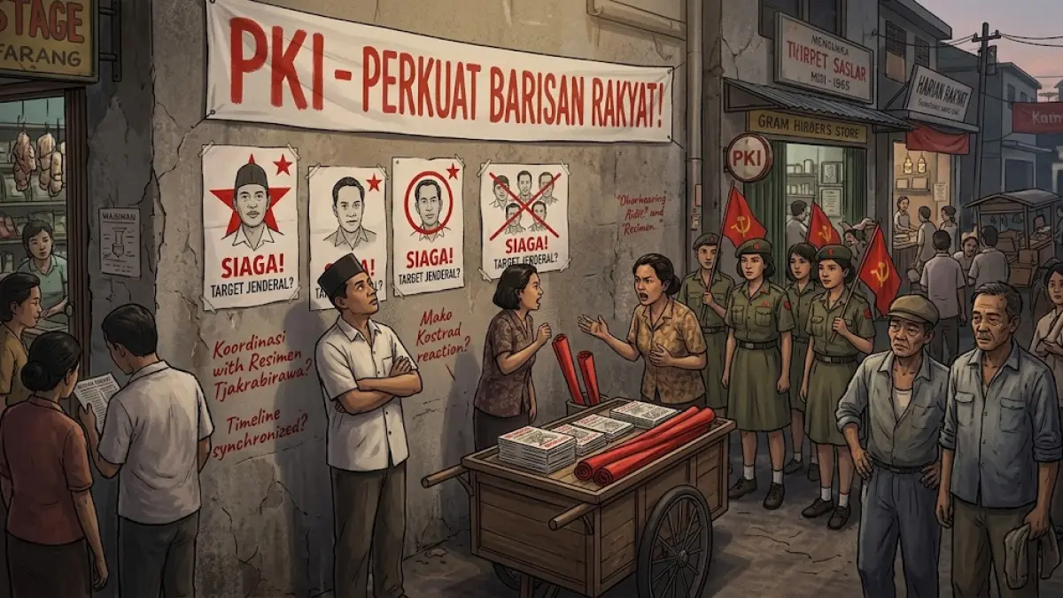 Ilustrasi suasana politik Indonesia pada 1960-an yang menggambarkan dinamika menjelang Gerakan 30 September 1965.