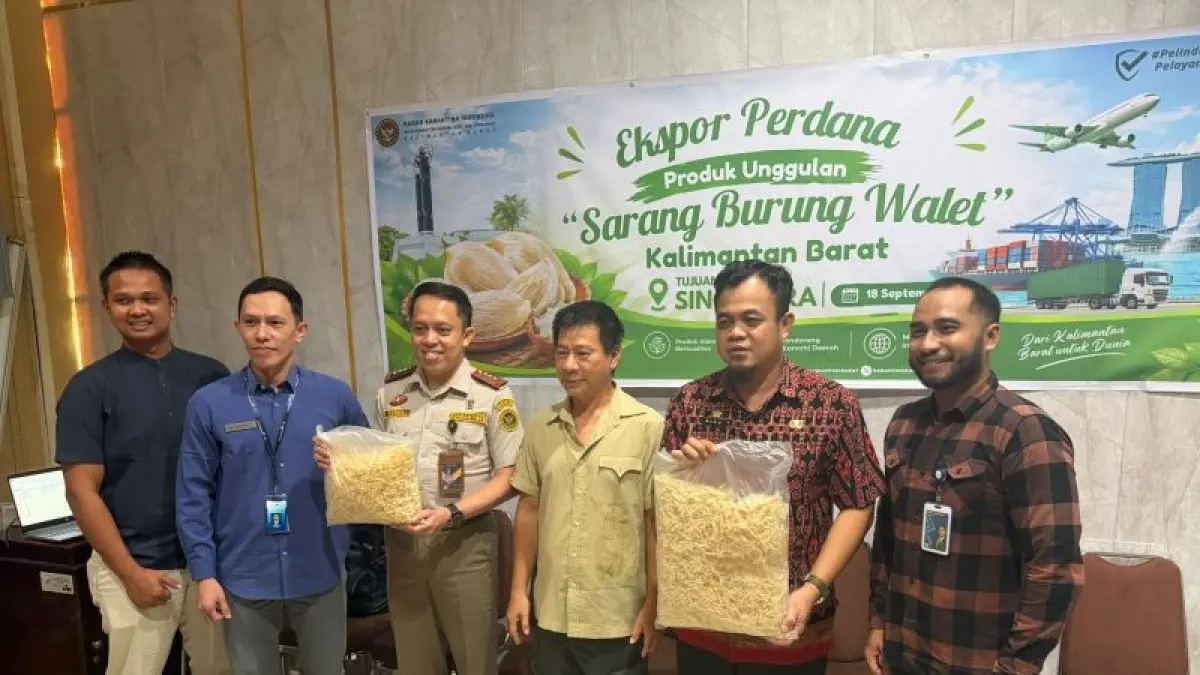 Pelepasan ekspor perdana sarang walet Kalbar ke Singapura melalui Bandara Supadio, Jumat (18/9/2026) (ANTARA/Dedi)