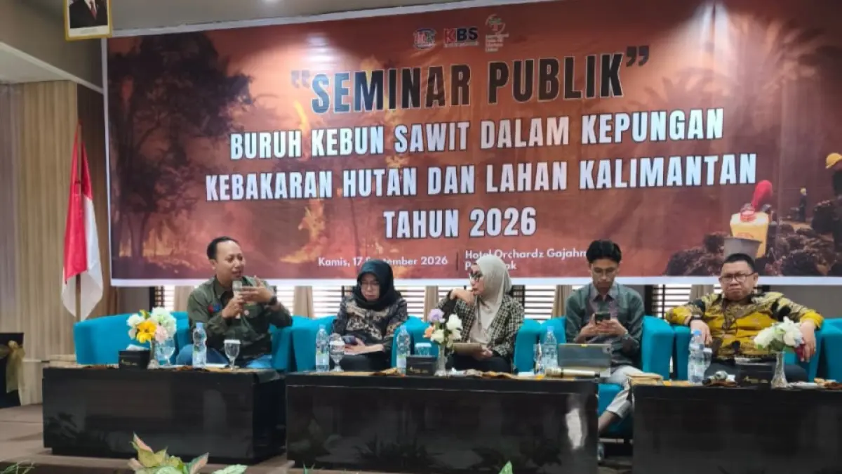 Seminar publik hasil riset baseline K3 di perkebunan kelapa sawit yang mengaitkan kondisi penanganan karhutla terhadap buruh sawit Kalbar. (ISTIMEWA)