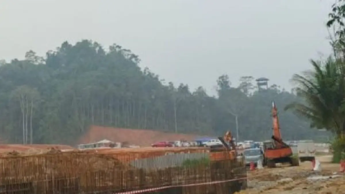 Pembangunan kompleks Customs, Immigration, Quarantine and Security (CIQS) di titik nol antara PLBN Jagoi Babang dan Serikin, Sarawak, Malaysia (ANTARA/Narwati)