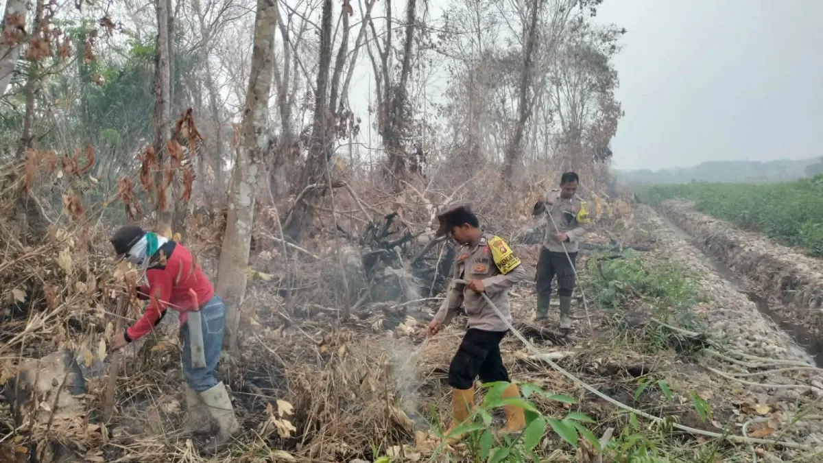 Tim patroli karhutla Singkawang masih menemukan kepulan asap di lahan gambut Kecamatan Singkawang Utara.