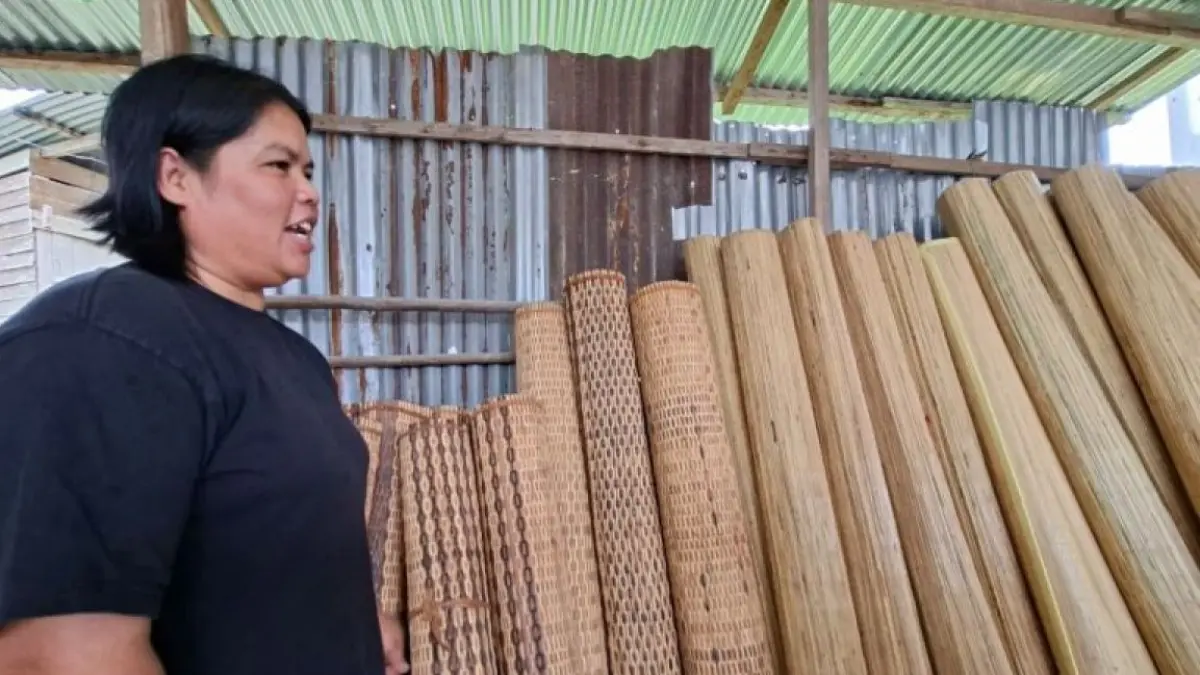 Produk tikar bidai asal Bengkayang yang dijual di Pasar Serikin, Malaysia. (ANTARA/Narwati)