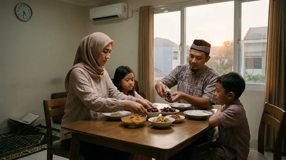 Ilustrasi umat Islam berbuka puasa bersama setelah sehari penuh menjalankan ibadah puasa sebagai ketaatan kepada Allah Subhanahuwata’ala.