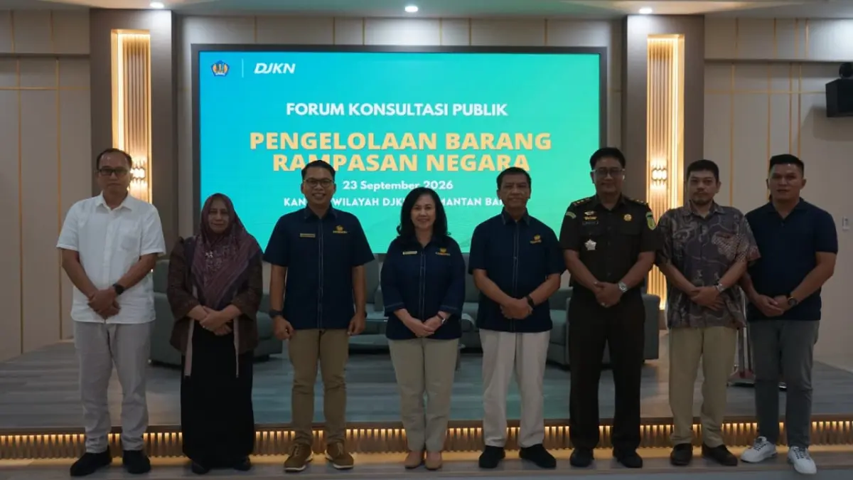 Foto bersama dalam kegiatan Forum Konsultasi Publik bertema Pengelolaan Barang Rampasan Negara, Rabu (23/9). (ISTIMEWA)