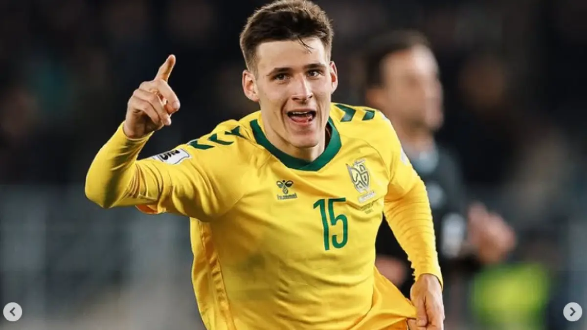 Gvidas Gineitis menjadi salah satu pemain kunci Lituania saat menghadapi Liechtenstein di UEFA Nations League 2026/27. (IG@gvidas.gineitis)