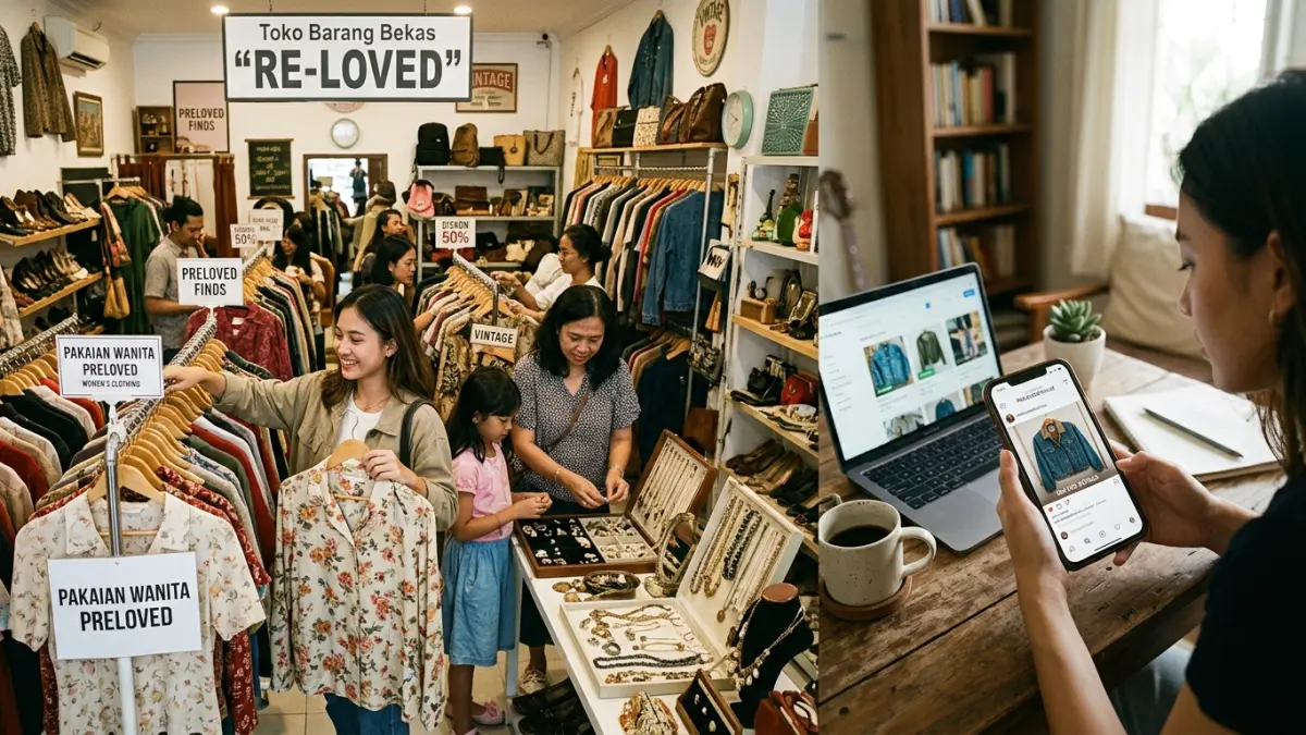 Ilustrasi belanja barang preloved (AI).