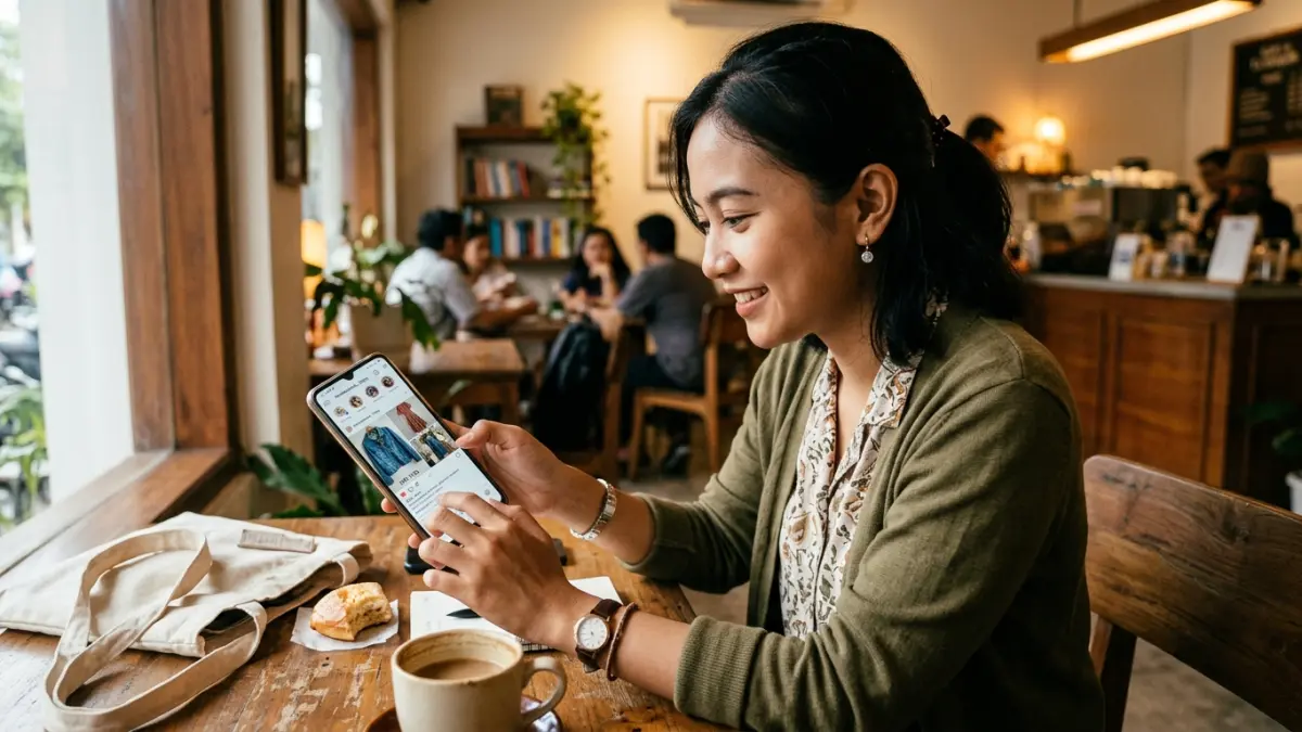 Ilustrasi membeli barang di marketplace (AI)