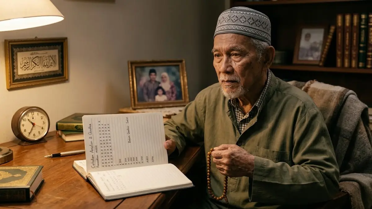 Ilustrasi seseorang yang memiliki utang puasa karena uzur dan belum sempat menunaikannya sebelum meninggal dunia.