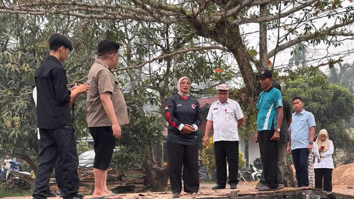 Bupati Mempawah, Erlina meninjau kondisi jembatan di Parit Tok Adam.