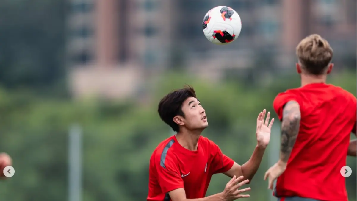 Timnas Hong Kong menjalani sesi latihan sebagai persiapan menghadapi Laos pada laga FIFA ASEAN Cup 2026 di Kai Tak Stadium. (IG@hkfa_official)