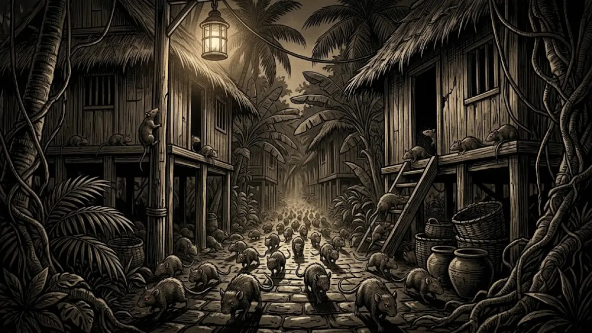 Ilustrasi tikus pembawa wabah pes atau sampar.