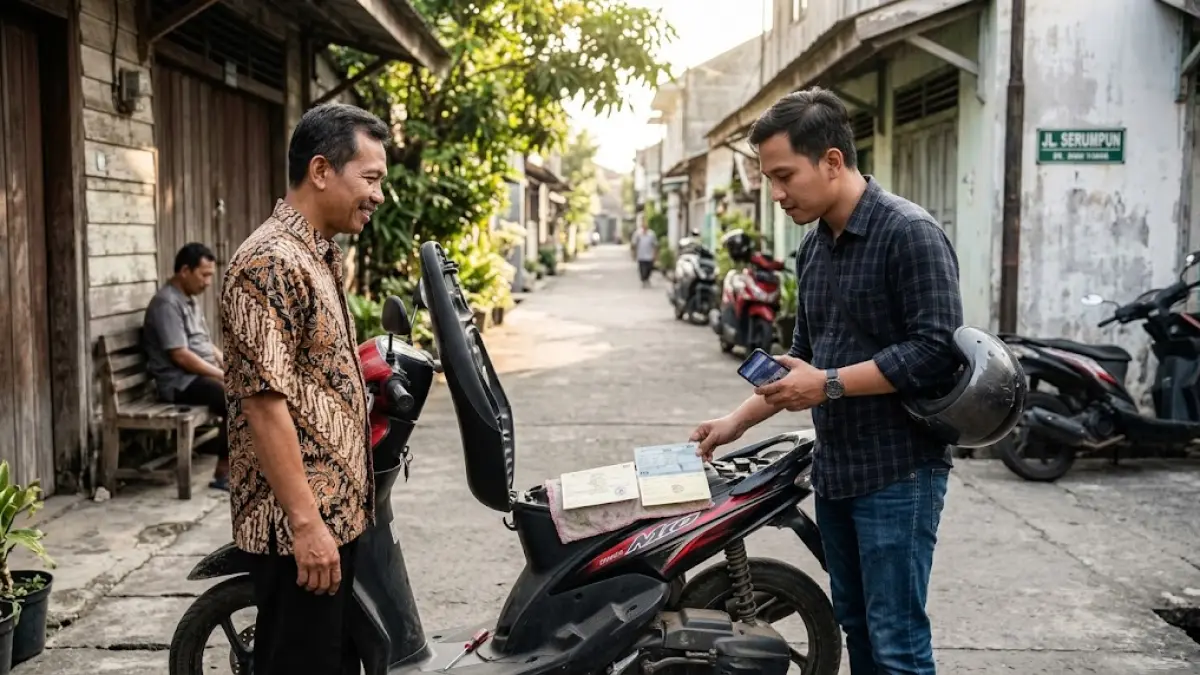 Ilustrasi transaksi motor bekas.