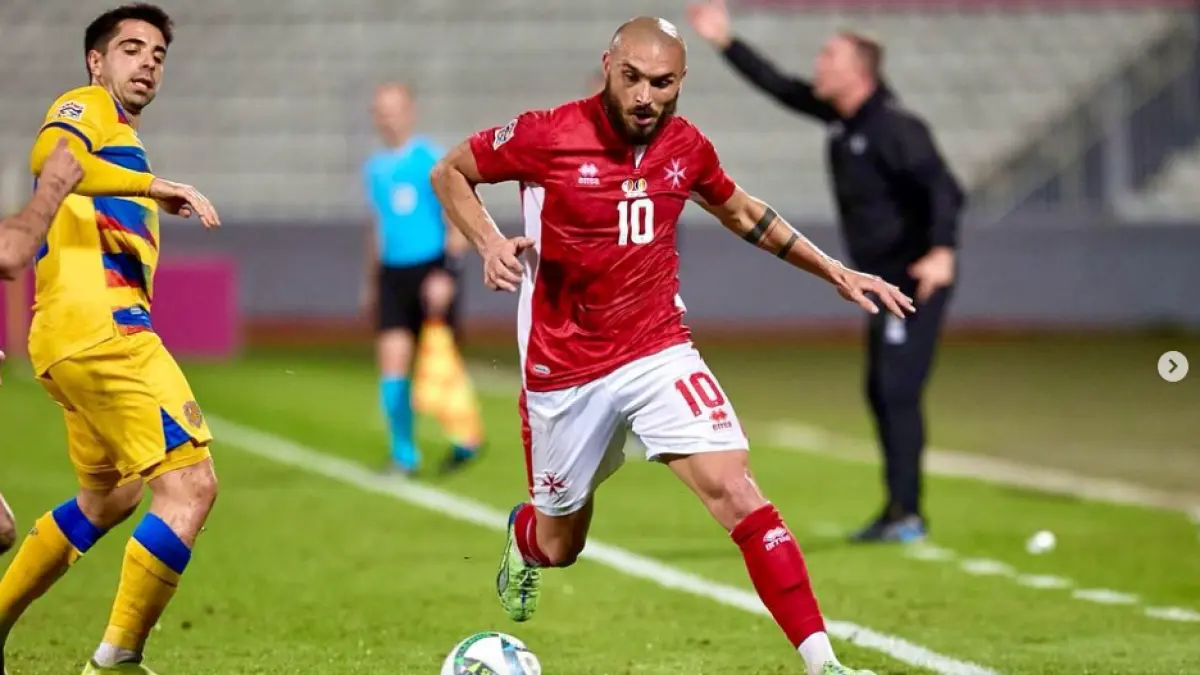 Teddy Teuma menjadi salah satu pemain kunci Malta saat menghadapi Gibraltar di UEFA Nations League. (IG@t.teuma_17)