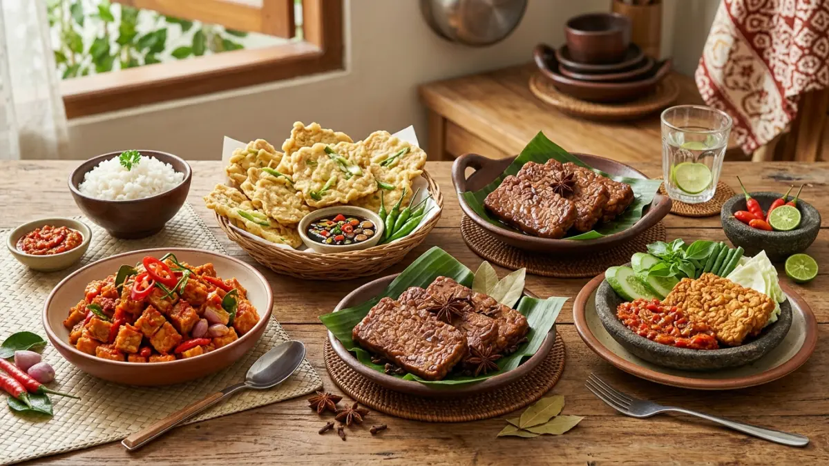 Beragam olahan tempe dapat menjadi pilihan menu rumahan, mulai dari tempe balado, mendoan, bacem hingga tempe penyet. (AI)