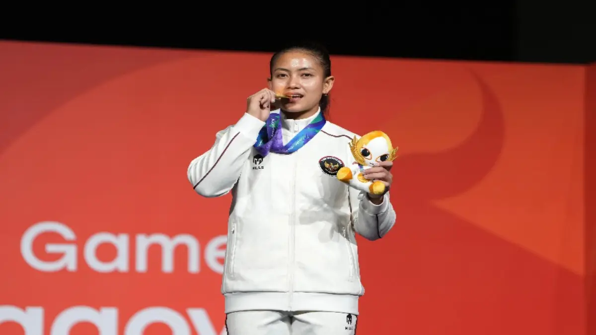Atlet panjat tebing putri Desak Made Rita Kusuma yang mendapatkan medali emas. (KEMENPORA)