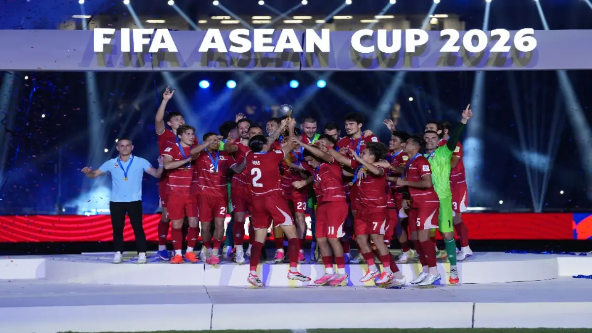 Timnas Indonesia sebagai juara FIFA ASEAN Cup 2026. (KEMENPORA)
