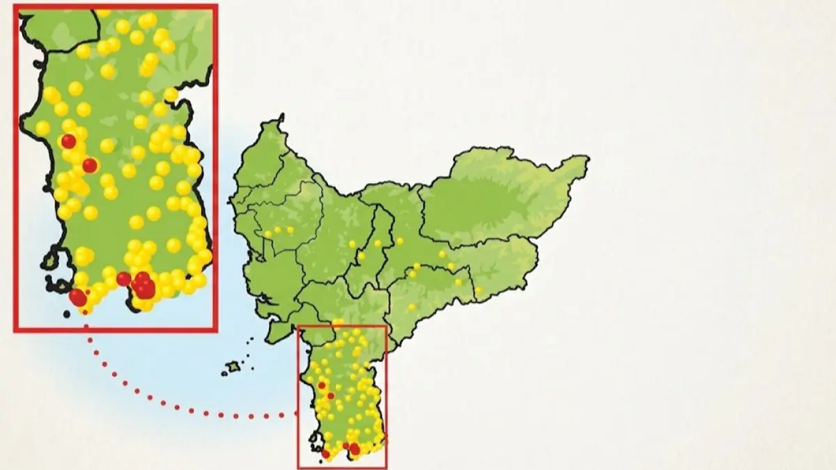 HOTSPOT: Peta sebaran titik api di Kalimantan Barat pada Rabu (14/10). (Sumber: BMKG)