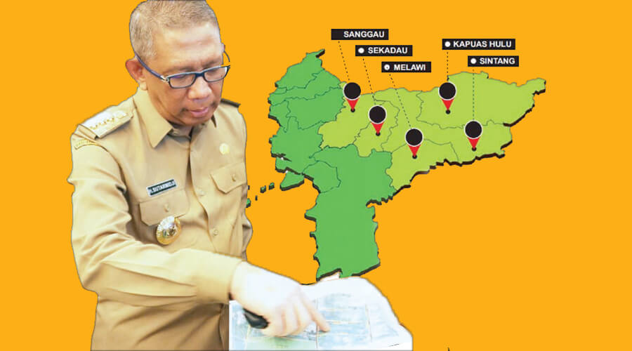 PETA LOKASI : Gubernur Kalbar Sutarmidji menunjukkan peta lokasi rencana pembangunan kantor gubernur dan kantor DPRD Provinsi Kapuas Raya.HUMPRO KALBAR FOR PONTIANAK POST