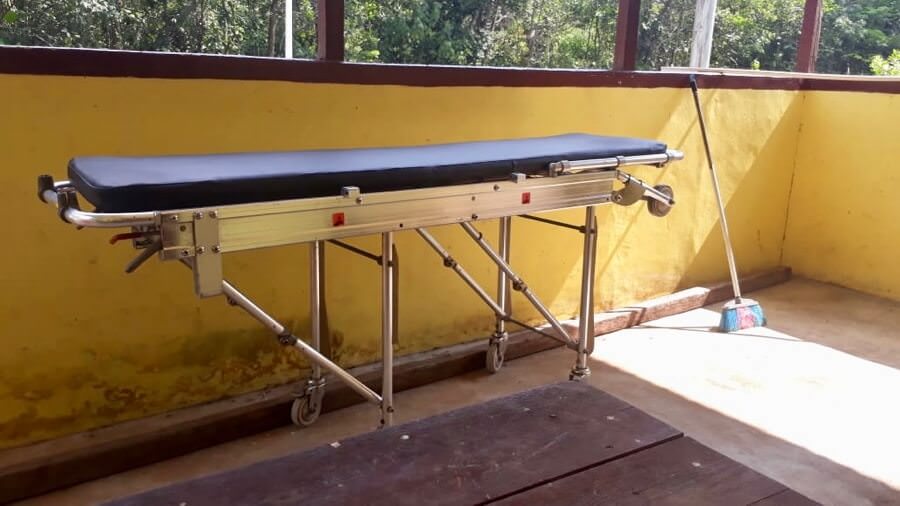 Inilah penampakan tandu jenazah yang berhasil ditemukan kepolisian dalam kasus pencurian mobil ambulan Masjid An-Nur.