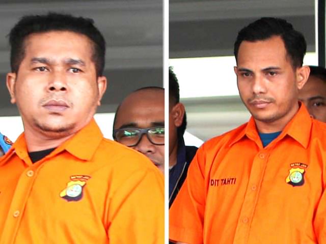 TERSANGKA PENYIRAMAN AIR KERAS: RM (foto kiri) dan RB, tersangka penyiram air keras terhadap Novel Baswedan. (Mifthulhayat/Jawa Pos)