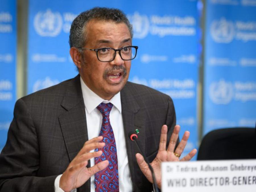 Direktur Jenderal WHO Dr. Tedros Adhanom Ghebreyesus . WHO akhirnya mengumumkan bahwa COVID-19 sebagai pandemi global. Foto Fabrice Cofferini/AFP