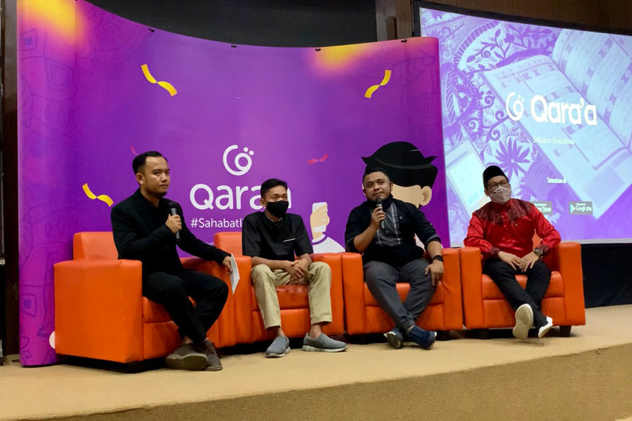 PELUNCURAN: Suasana peluncuran aplikasi Qara’a versi 4.0 dengan tajuk wajah baru Qara’a dengan moderator Ustaz Luqmanulhakim di Gedung Konferensi Untan, Minggu (4/4). IDIL AQSA AKBARY/PONTIANAK POST