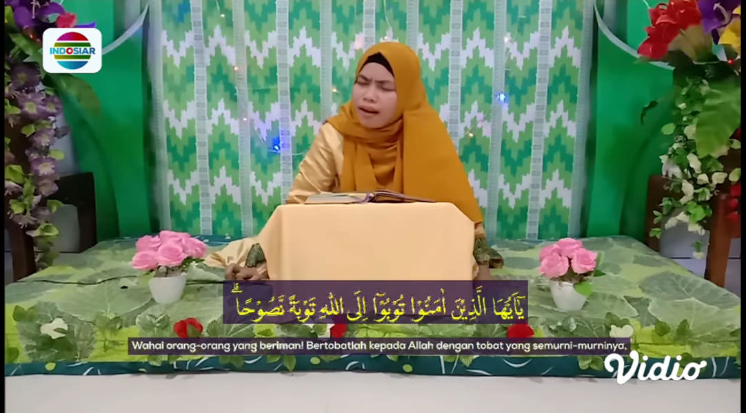 MENGAJI: Sa’adah saat mengikuti Perlombaan Indonesia Mengaji online di salah satu televisi swasta. Sa’adah For Zetizen Pontianak