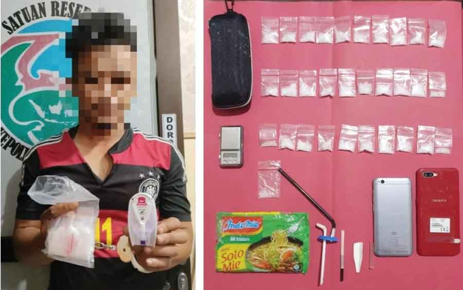 PENGEDAR NARKOBA: Terduga pengedar narkoba jenis sabu yang diamankan Satresnarkoba Polres Sintang beberapa waktu lalu di Jalan Dharma Putra, Kelurahan Ladang, Kecamatan Sintang.