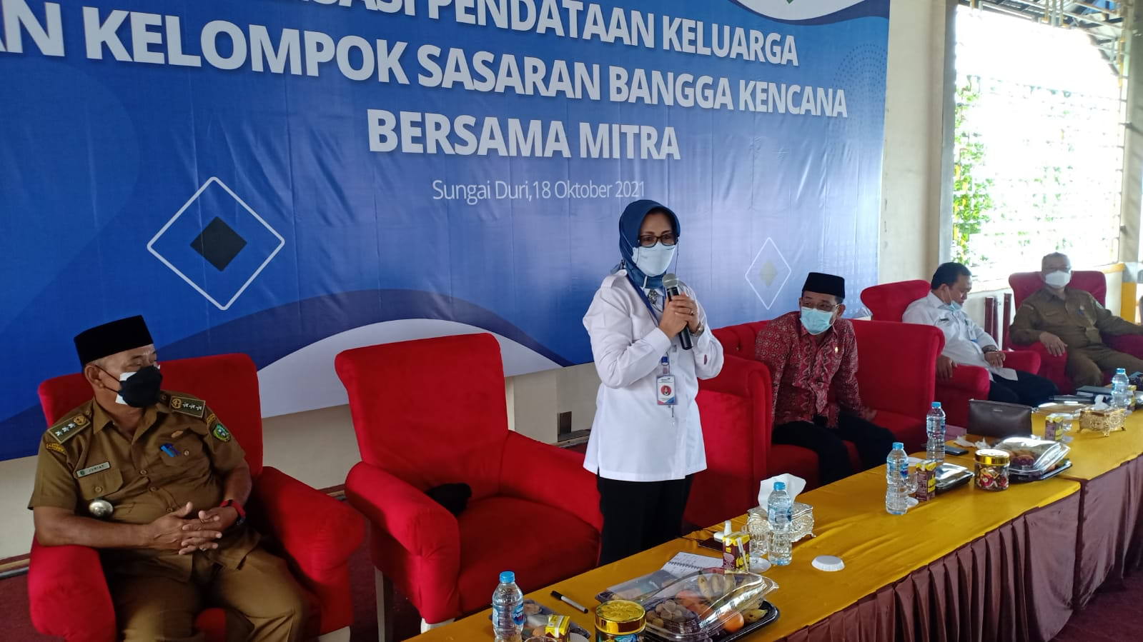 SOSIALISASI: Plt Deputi Dalduk BKKBN, Dwi Listyawardani di Desa Sungai Duri, Kecamatan Sungai Raya Kepulauan, Senin (18/10) lalu. ISTIMEWA