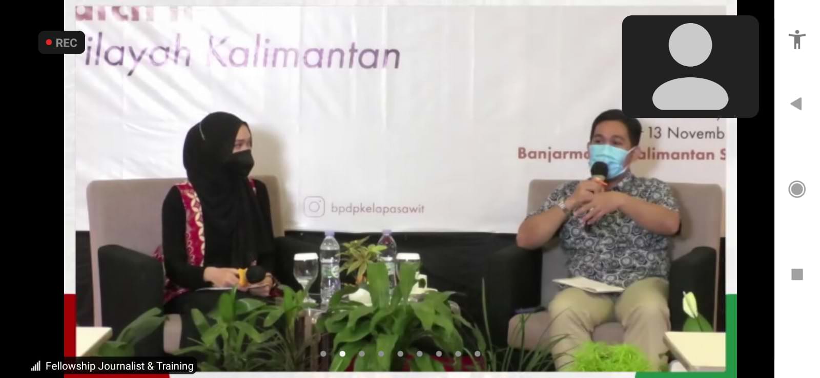 WEBINAR JURNALIS: Journalist Fellowship and Training Batch II 2021 Wilayah Kalimantan, diselenggarakan Badan Penghimpun Dana Perkebunan Kelapa Sawit (BPDPKS) .