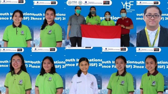 TIM KIR: Marsianus Ami, Pembimbing Winny, dan KIR SMA GB di LKTI Internasional  YISF 2022. (IST)