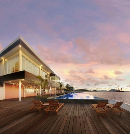Horison Ultima Singkawang, menghadirkan infinity pool hingga ke pesisir pantai. (Istimewa)