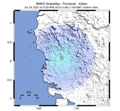 Lokasi gempa di Kabupaten Landak yang dirilis BMKG. foto BMKG
