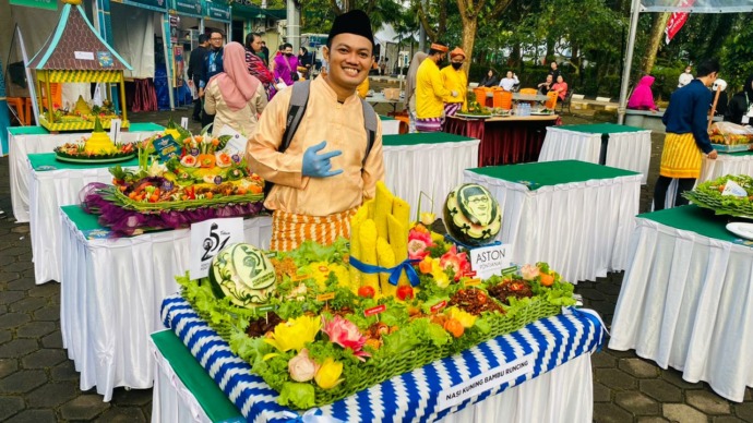 JUARA: Aston Pontianak mengangkat konsep sajian nasi kuning berbentuk bambu runcing sebagai salah satu ikon Kota Pontianak. IST