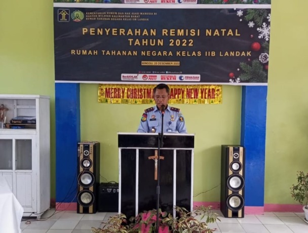REMISI: Perayaan Natal Tahun 2022, Rumah Tahanan (Rutan) Kelas II B Landak memberikan remisi bagi narapidana umat Kristiani, Minggu (25/12). IST