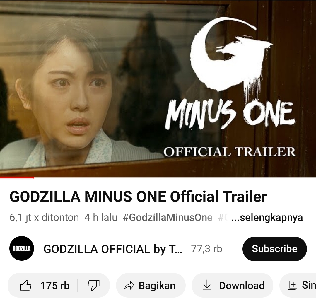 Official Trailer Film Godzilla Minus One membuat  penasaran pecinta film dan harus sabar menunggu hingga akhir tahun 2023.