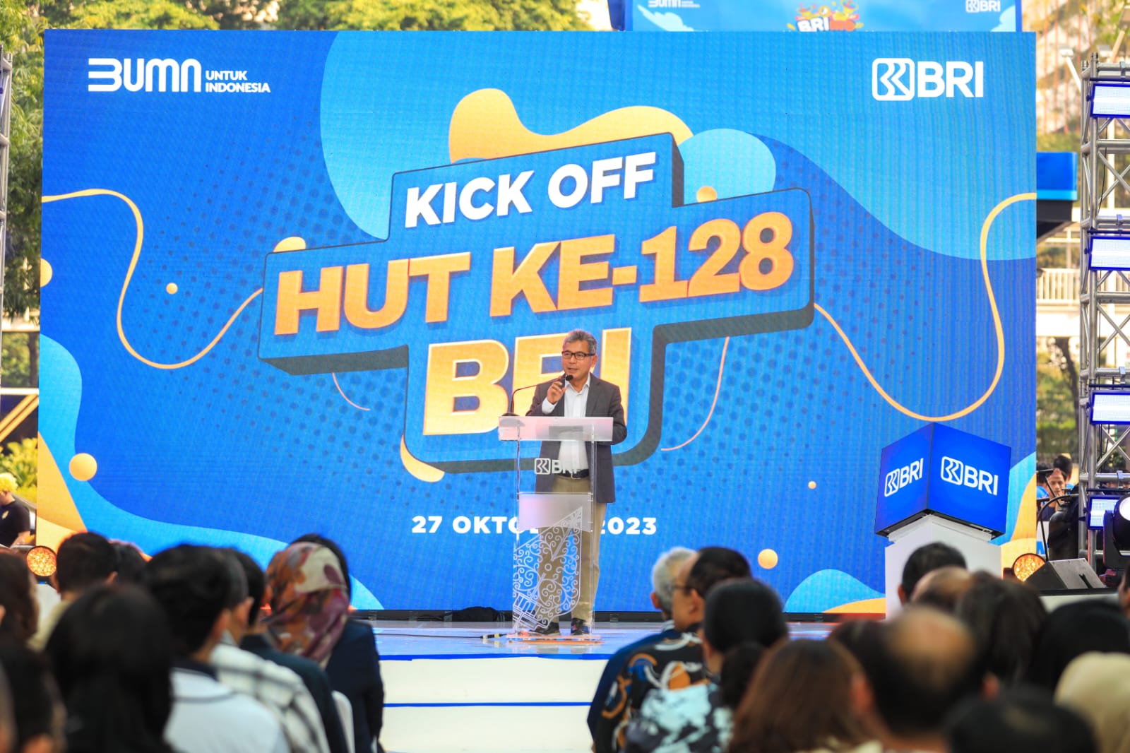 PT Bank Rakyat Indonesia (Persero) Tbk menggelar Kick Off HUT ke-128 pada Jumat (27/10) di Kantor Pusat BRI, Jakarta