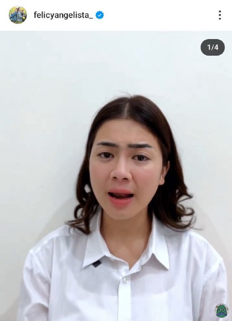 BERI KLARIFIKASI: Artis Felicya Angelista yang merupakan owner brand skincare Scarlett menyampaikan permohonan maaf. (Tangkapan layar Instagram)