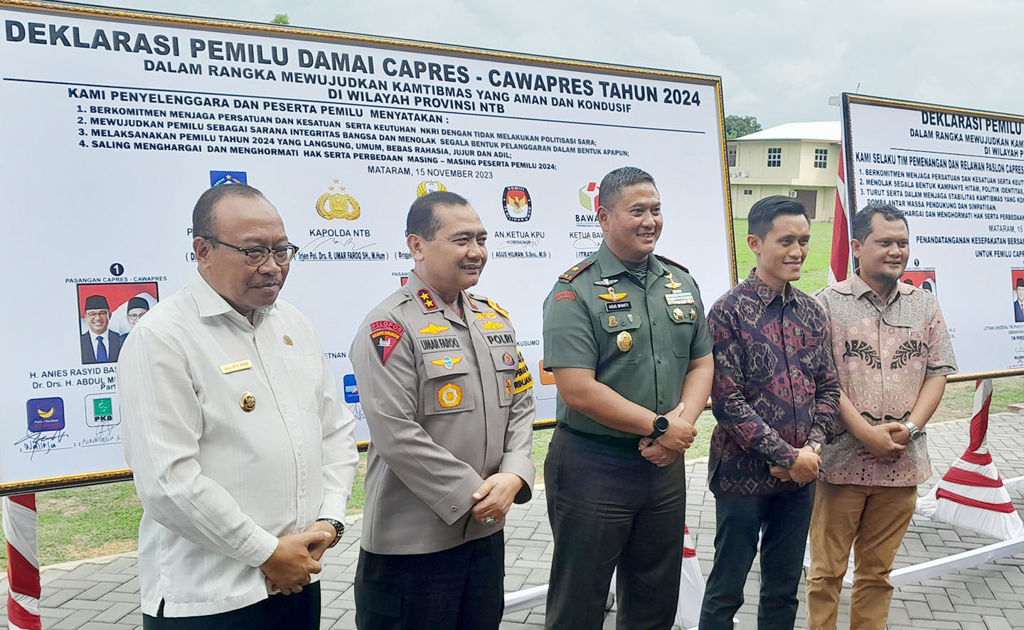 Kapolda NTB Irjen Umar Faroq bersama pj gubernur NTB, Danrem 162/WB dan pihak KPU dan Bawaslu.