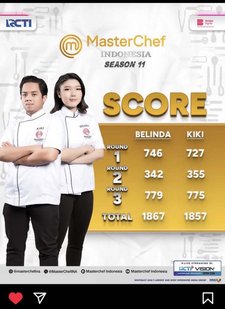 KONTROVERSI: Instagram resmi RCTI yang mengunggah acara Master Chef Indonesia menutup kolom komentar lantaran menuai komentar negatif dari netizen Tanah Air. (Tangkapan layar Instagram)