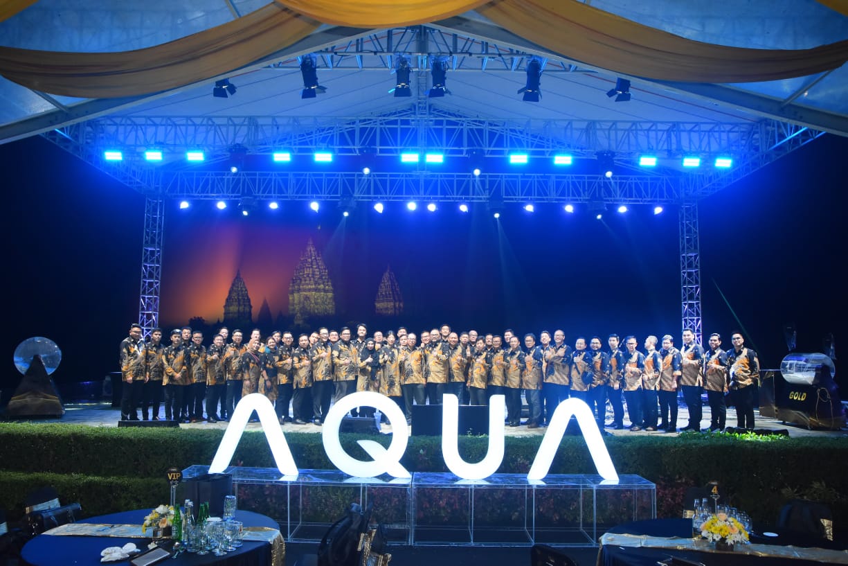 APRESIASI MITRA BISNIS: AQUA Elektronik menggelar AQUA National Dealers Gathering 2023, di Rama Shinta Resto, Kinara Kinari Stage, Prambanan, Yogyakarta.
