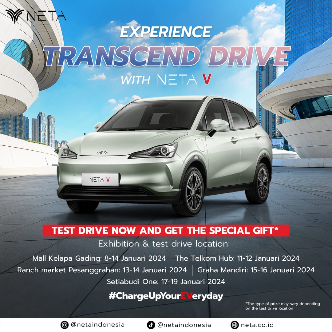 PT Neta Auto Indonesia (NETA), menggelar customer test drive bertajuk Experience Transcend Drive di 30 titik wilayah Jabodetabek.